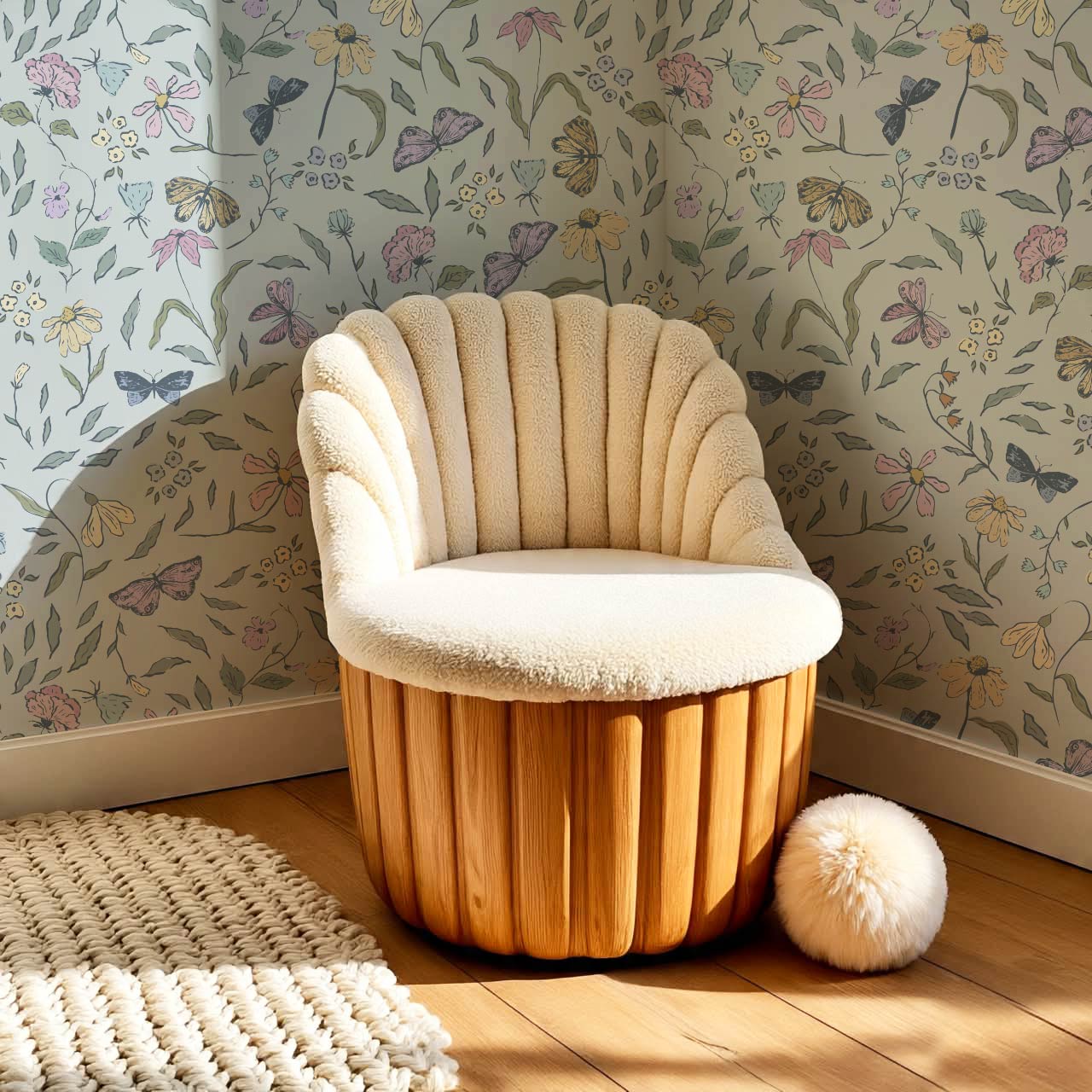 Nahia Butterfly Garden French Blue Plum Wallpaper