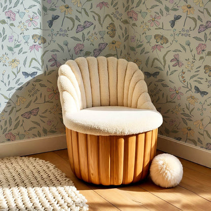 Nahia Butterfly Garden French Blue Plum Wallpaper