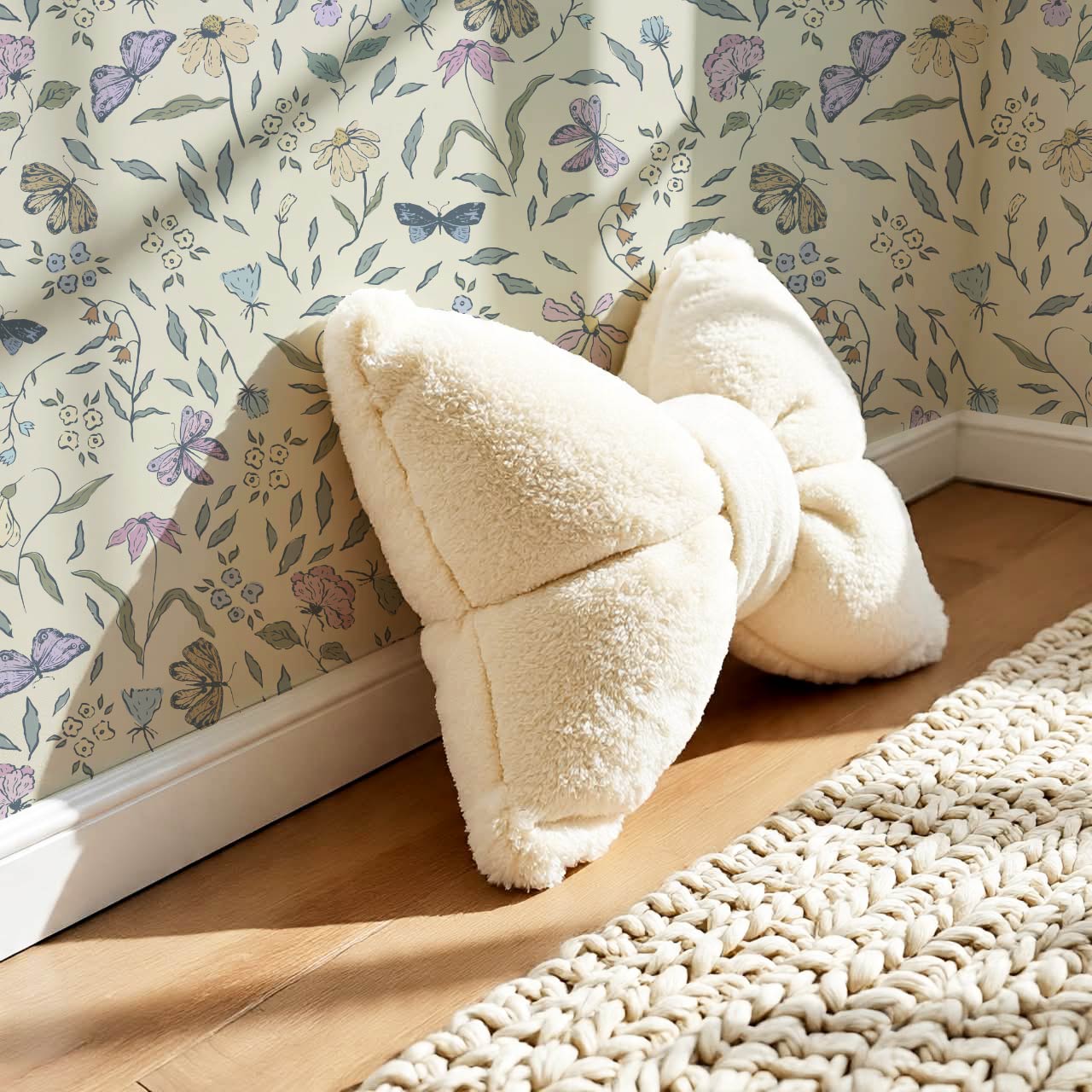 Nahia Butterfly Garden Ivory Plum Wallpaper