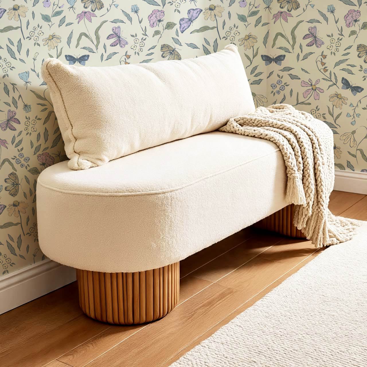 Nahia Butterfly Garden Ivory Plum Wallpaper