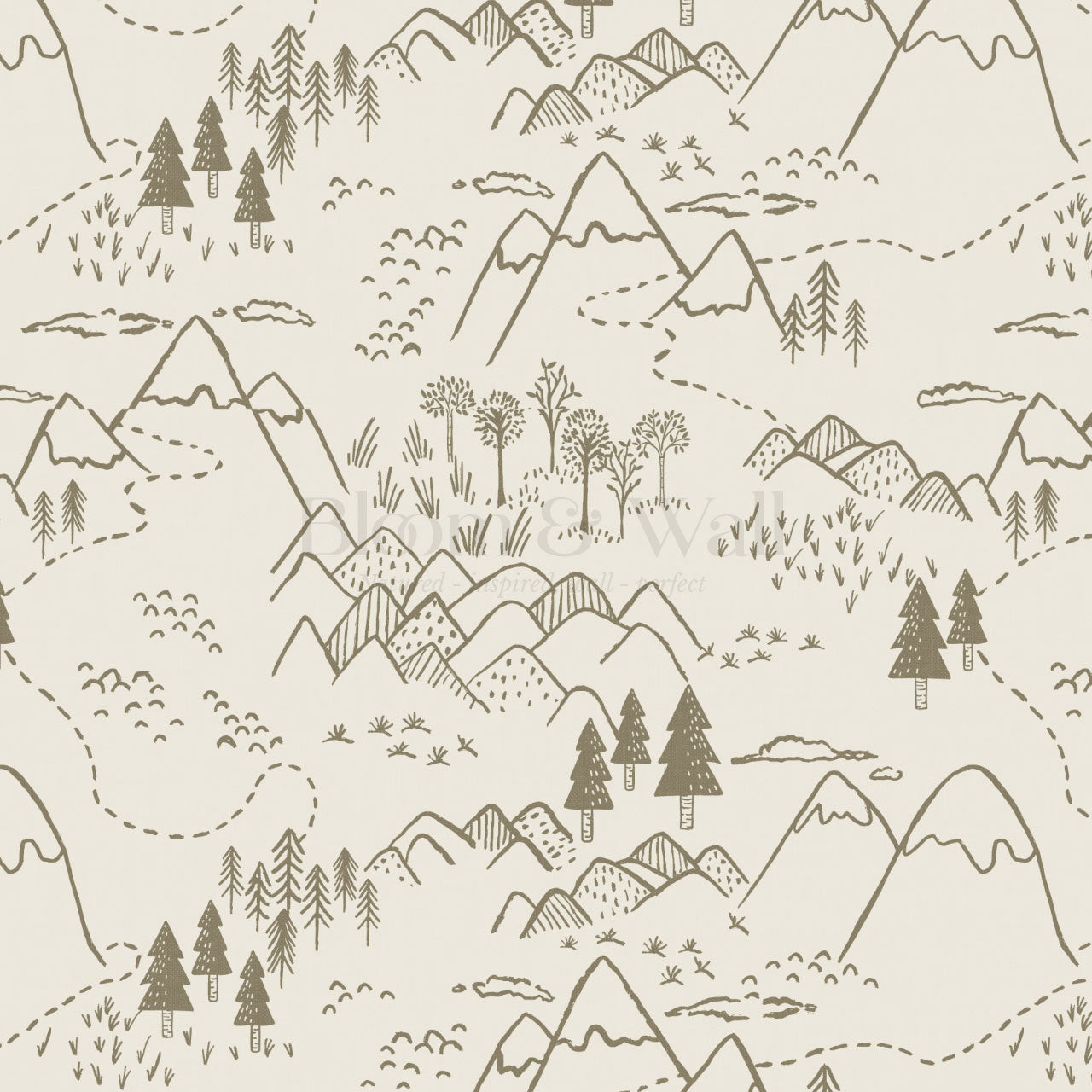Blair Mountain Tops Olive Moss Wallpaper