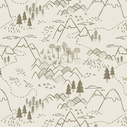 Blair Mountain Tops Olive Moss Wallpaper