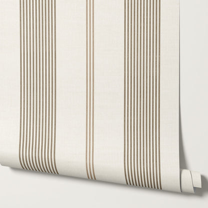 Naomi Tailor Stripes Brown Wallpaper