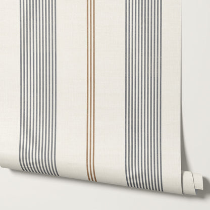 Naomi Tailor Stripes Slate Brown Wallpaper