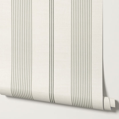 Naomi Tailor Stripes Sage Wallpaper