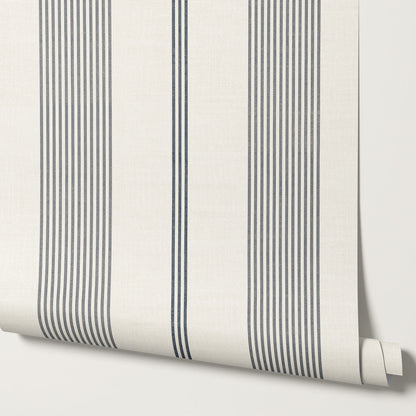 Naomi Tailor Stripes Slate Blue Wallpaper