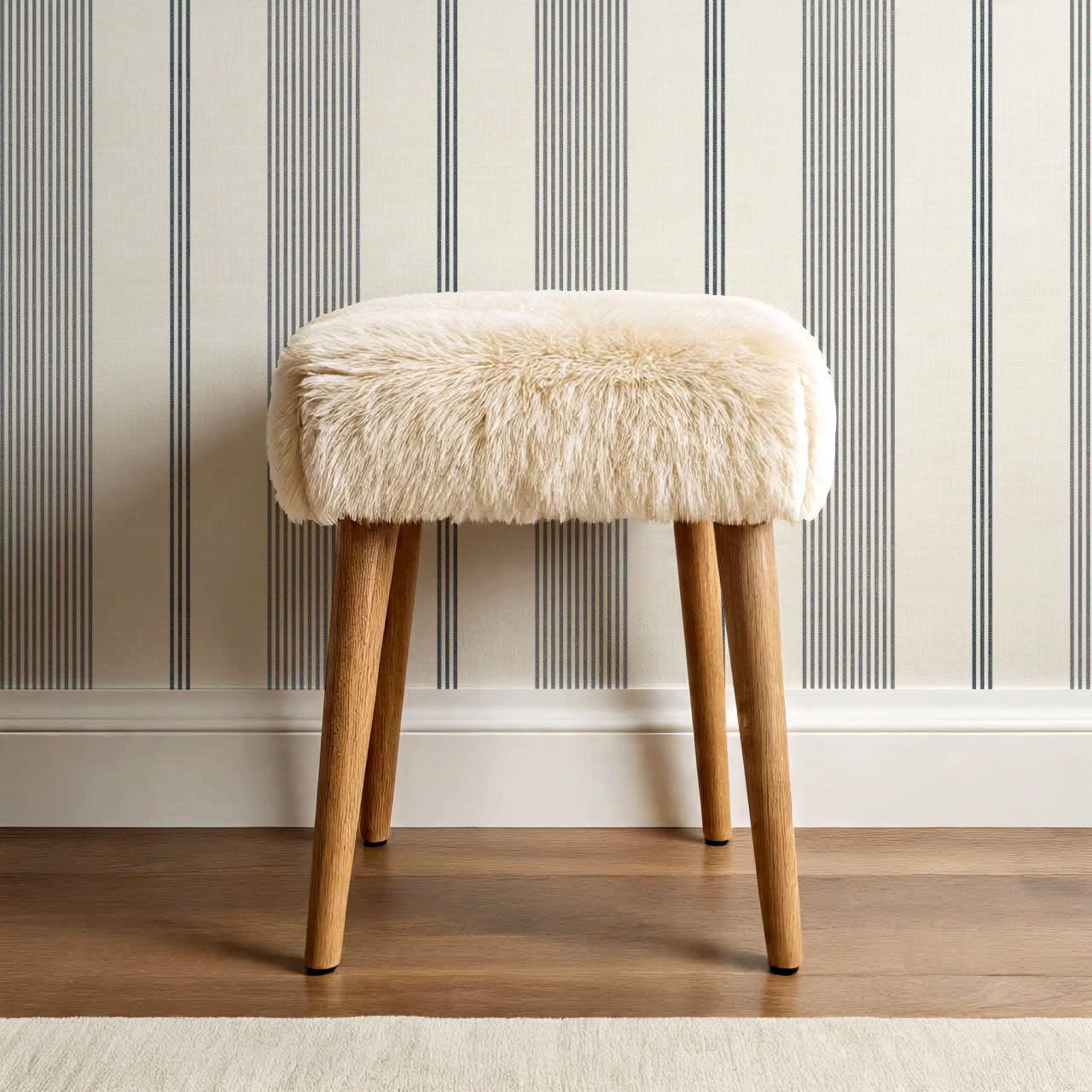 Naomi Tailor Stripes Slate Blue Wallpaper