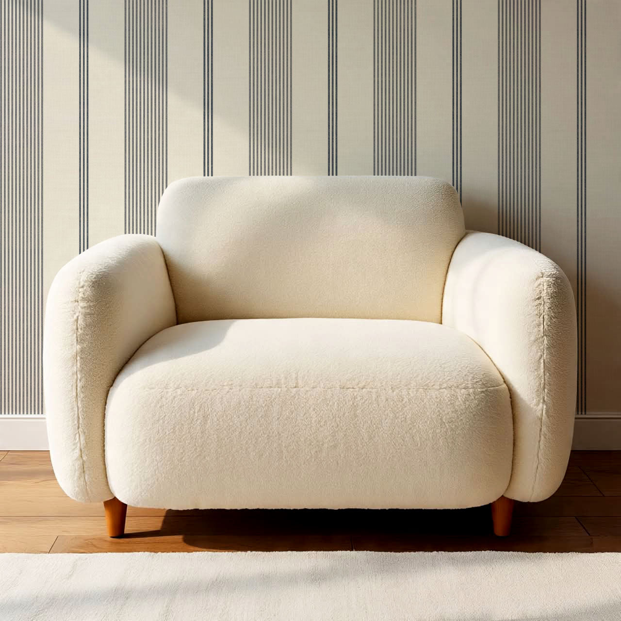 Naomi Tailor Stripes Slate Blue Wallpaper