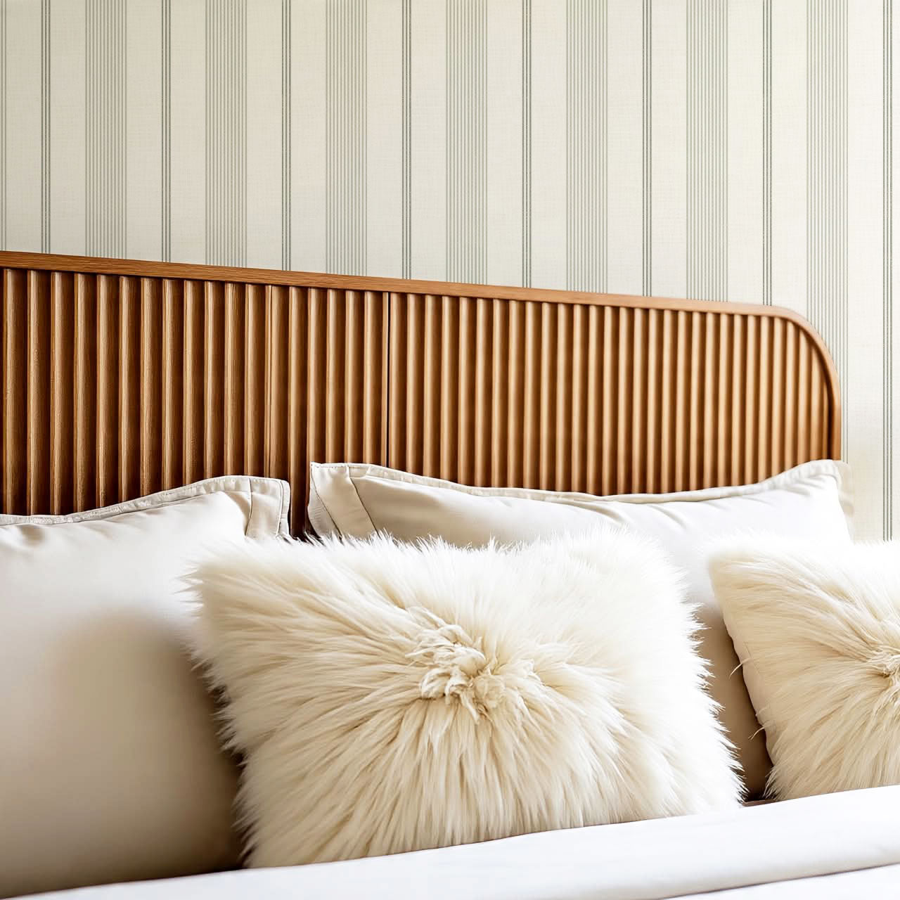 Naomi Tailor Stripes Sage Wallpaper