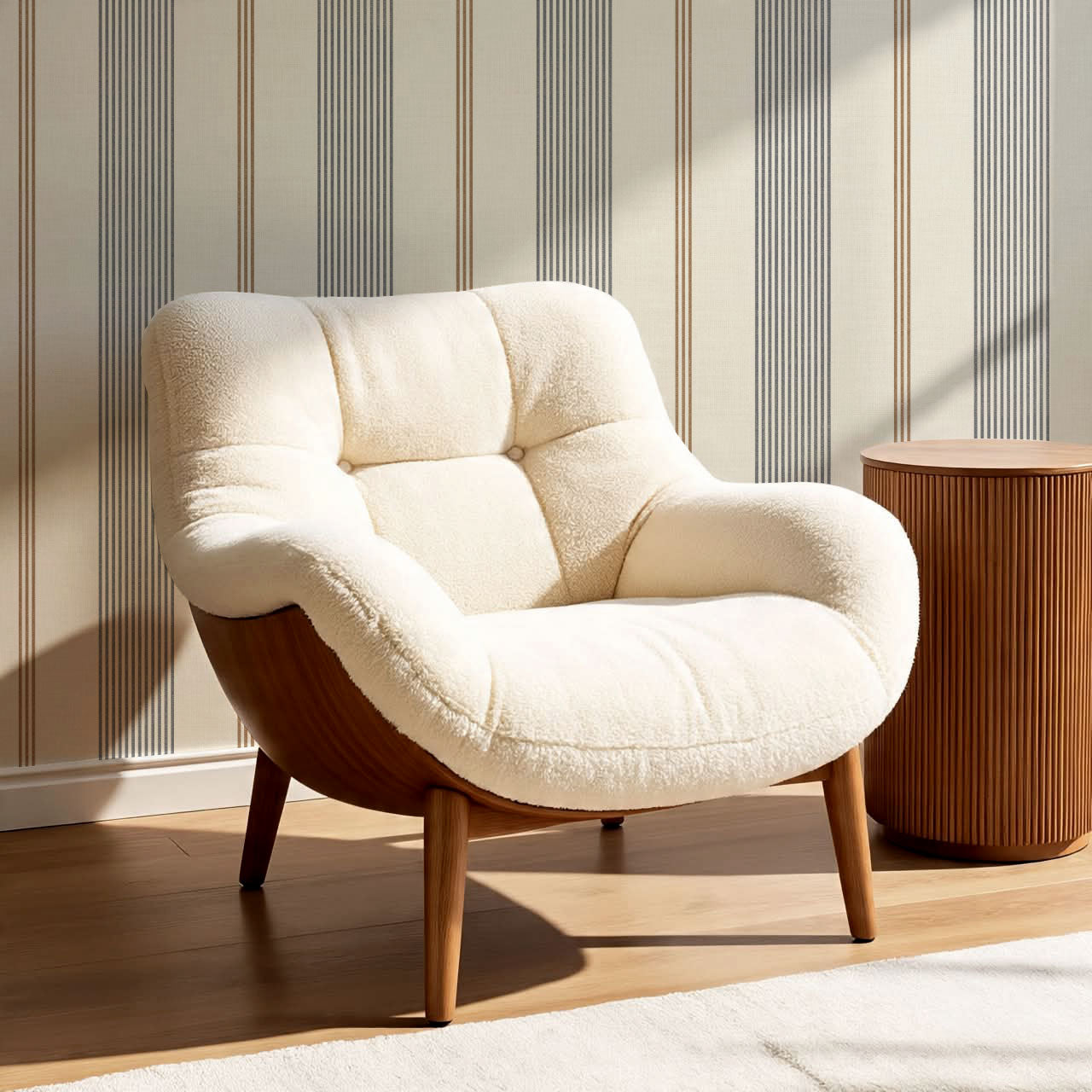 Naomi Tailor Stripes Slate Brown Wallpaper