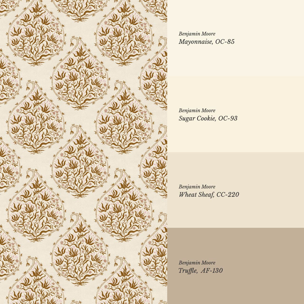 Narcisa Block Print Beige Rust Wallpaper