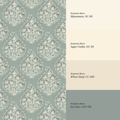 Narcisa Block Print Sea Glass Cream Wallpaper