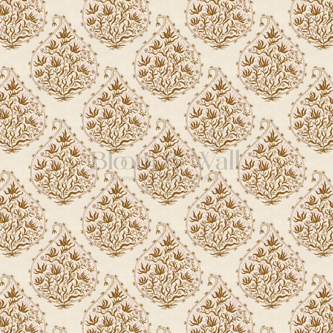 Narcisa Block Print Beige Rust Wallpaper