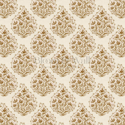 Narcisa Block Print Beige Rust Wallpaper