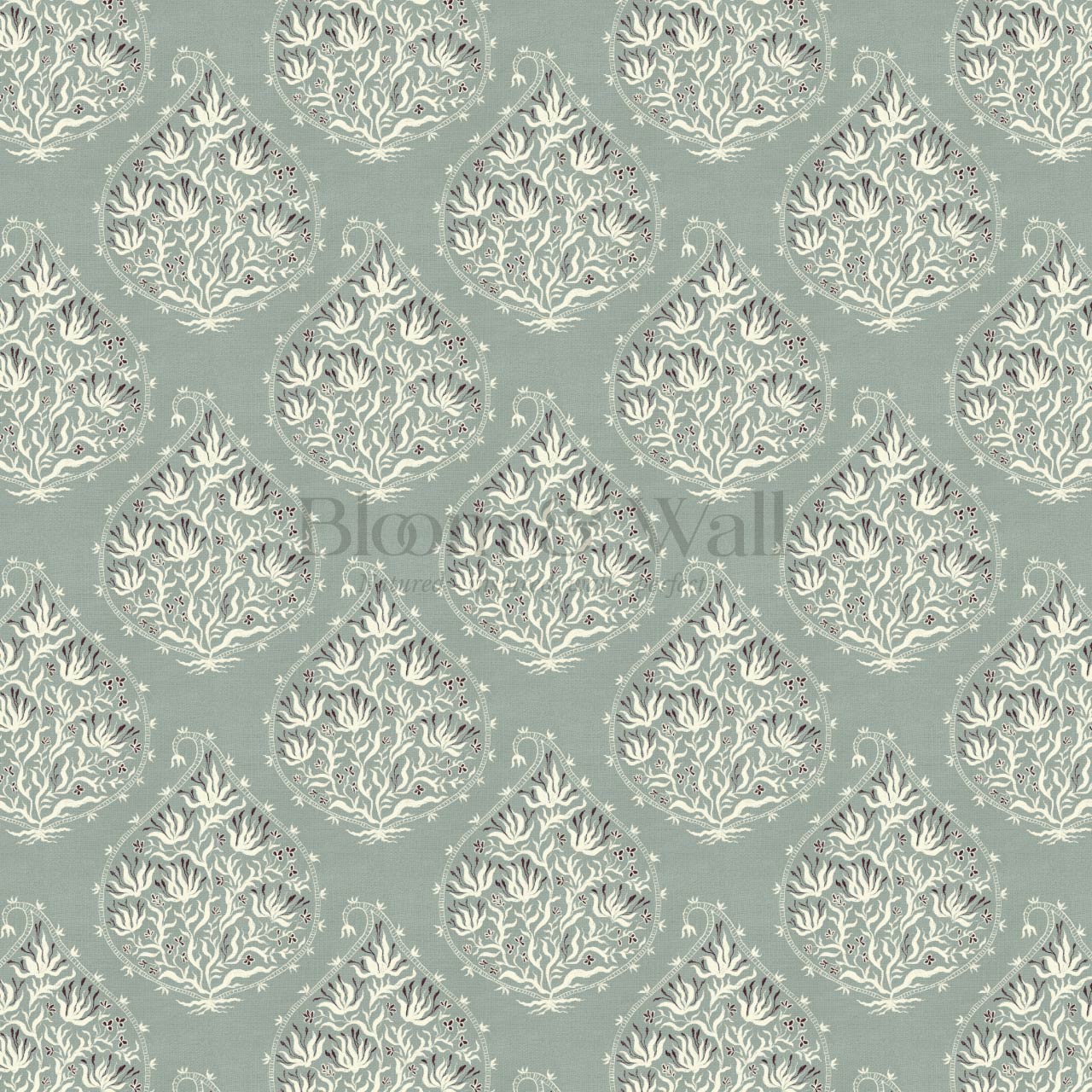 Narcisa Block Print Sea Glass Cream Wallpaper