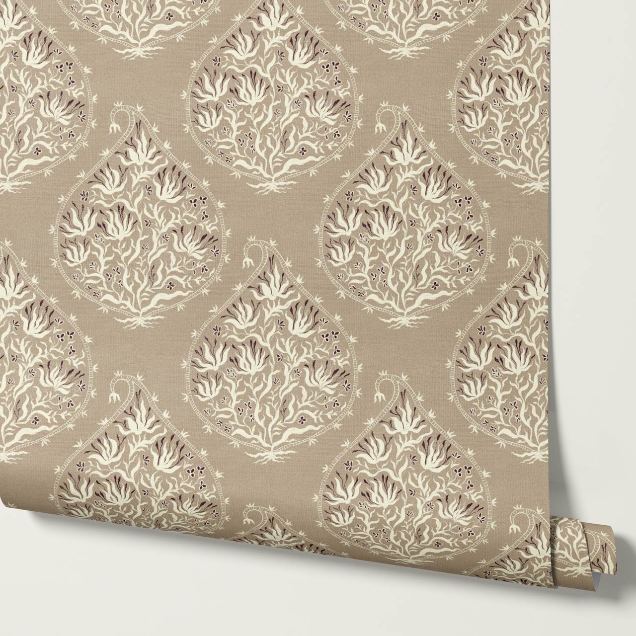 Narcisa Block Print Taupe Cream Wallpaper