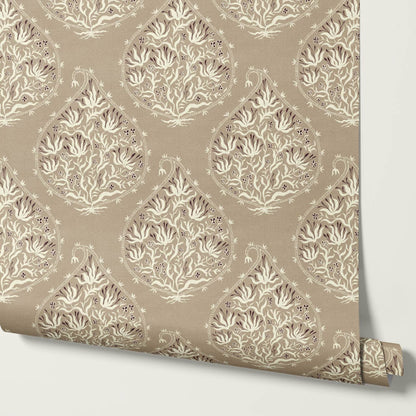 Narcisa Block Print Taupe Cream Wallpaper