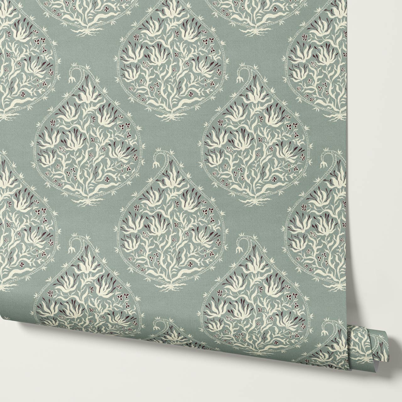 Narcisa Block Print Sea Glass Cream Wallpaper