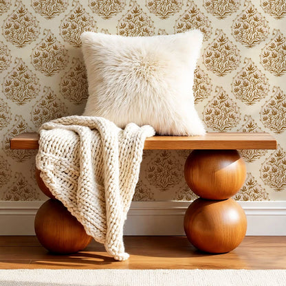 Narcisa Block Print Beige Rust Wallpaper