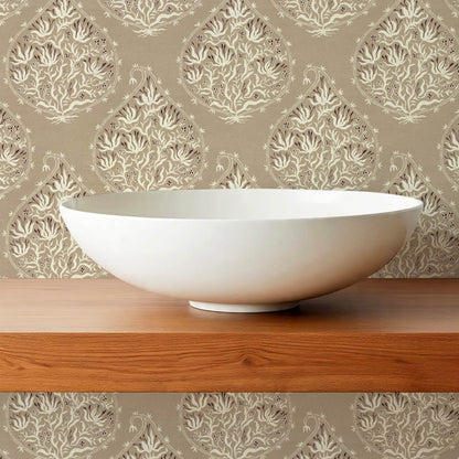 Narcisa Block Print Taupe Cream Wallpaper