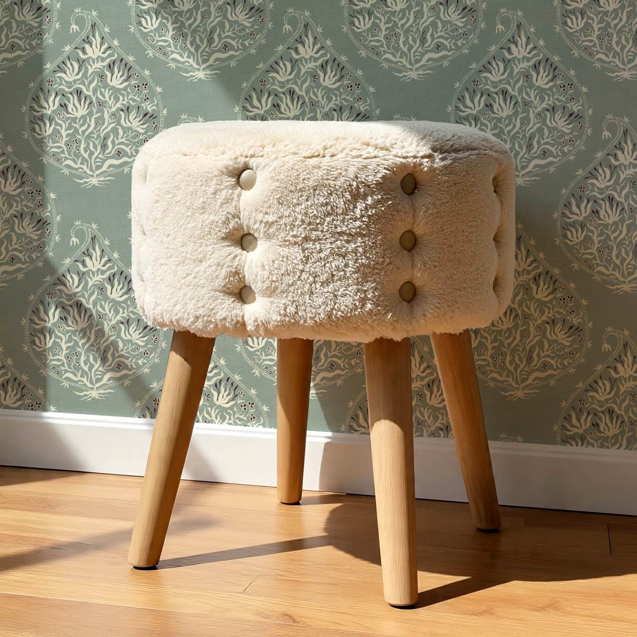 Narcisa Block Print Sea Glass Cream Wallpaper