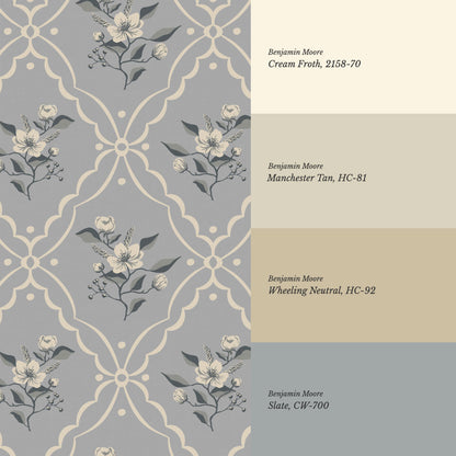 Nayeli Cottage Diamond French Blue Wallpaper