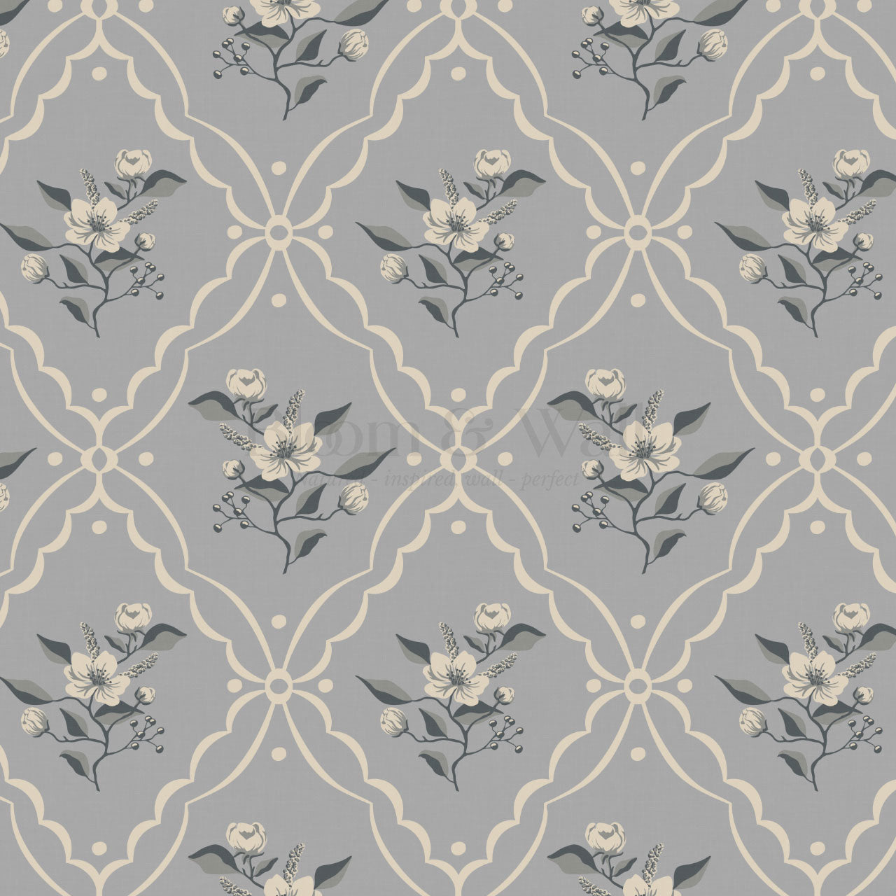 Nayeli Cottage Diamond French Blue Wallpaper