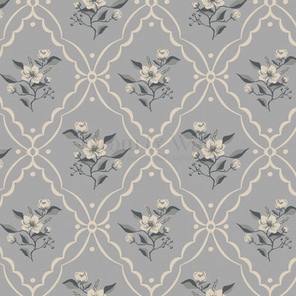 Nayeli Cottage Diamond French Blue Wallpaper