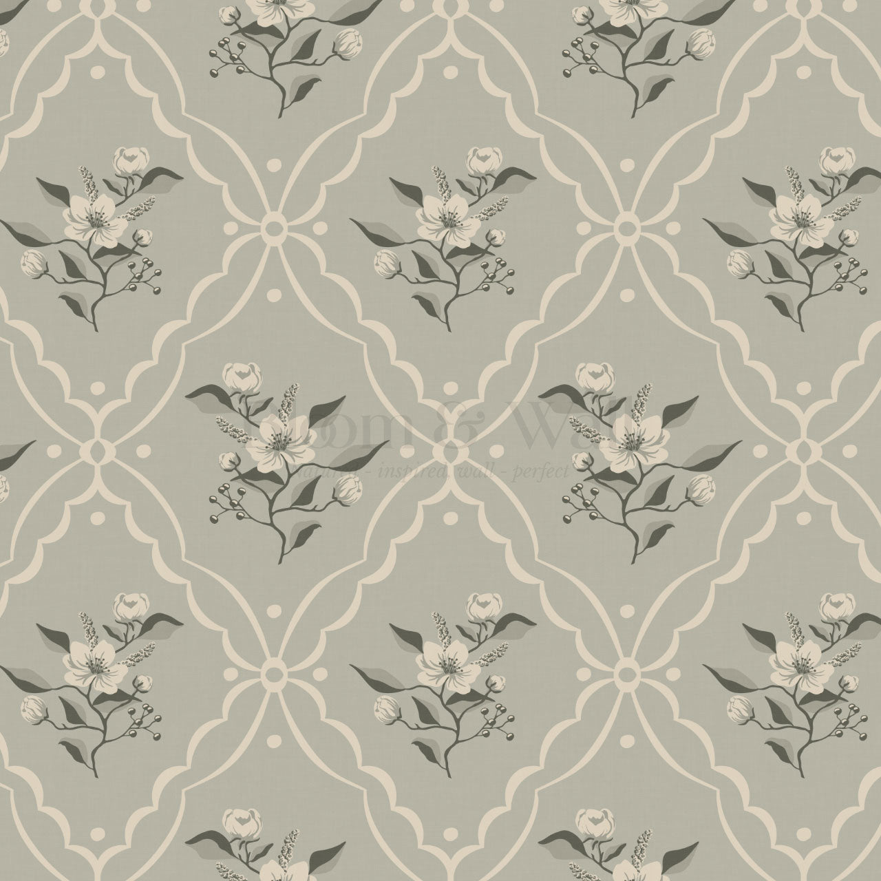 Nayeli Cottage Diamond Sage Wallpaper