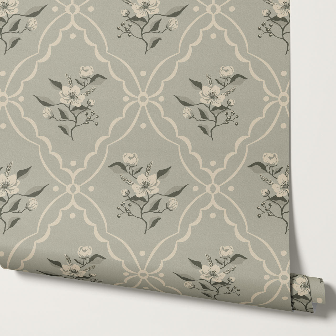 Nayeli Cottage Diamond Sage Wallpaper