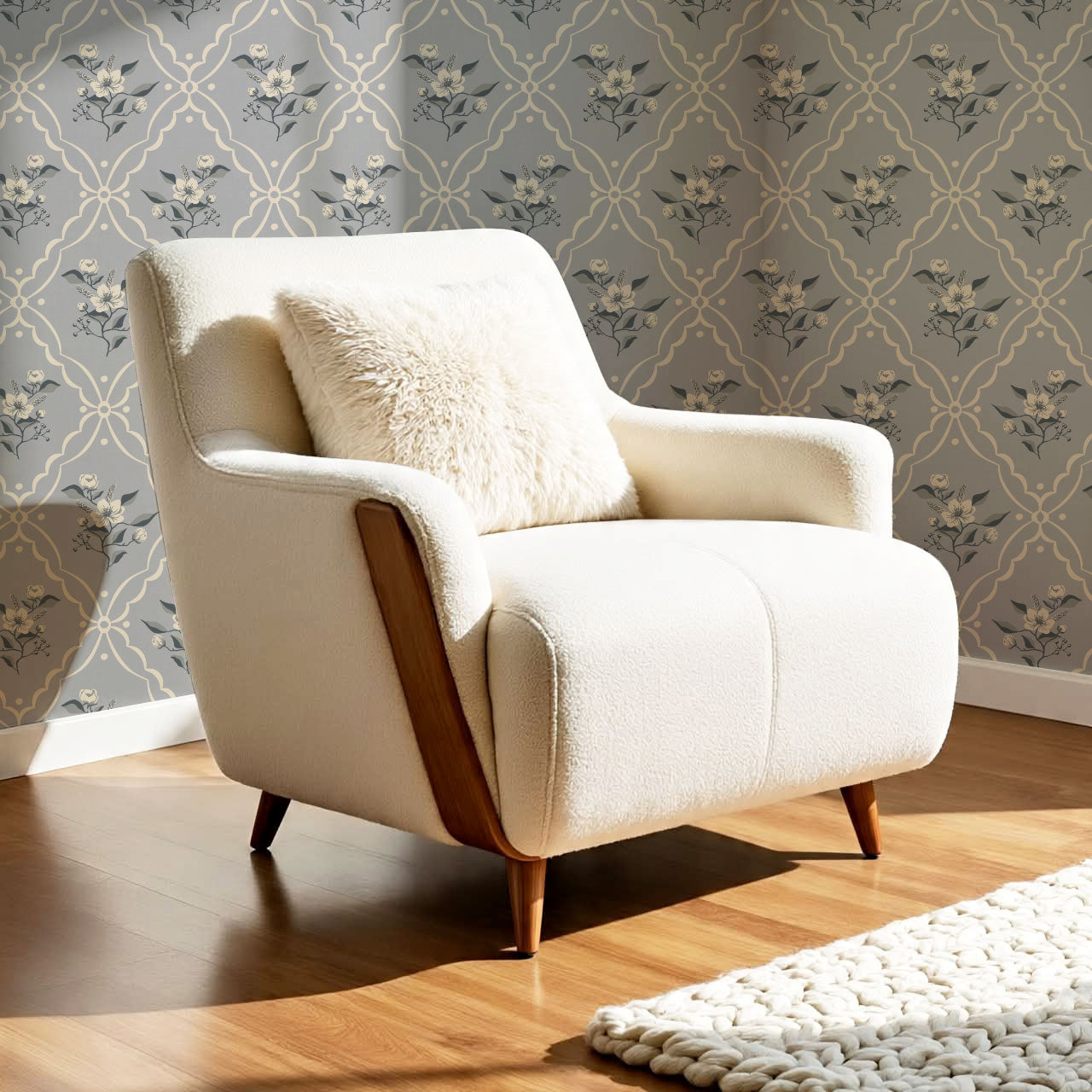Nayeli Cottage Diamond French Blue Wallpaper