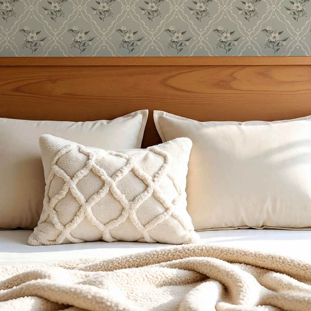 Nayeli Cottage Diamond Sage Wallpaper