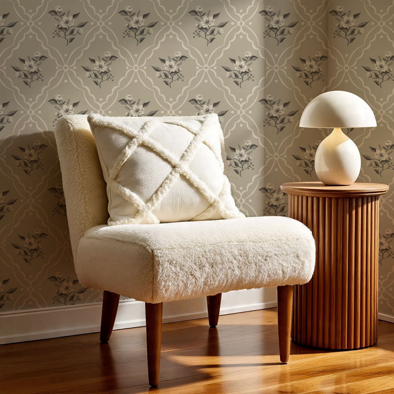 Nayeli Cottage Diamond Sand Wallpaper