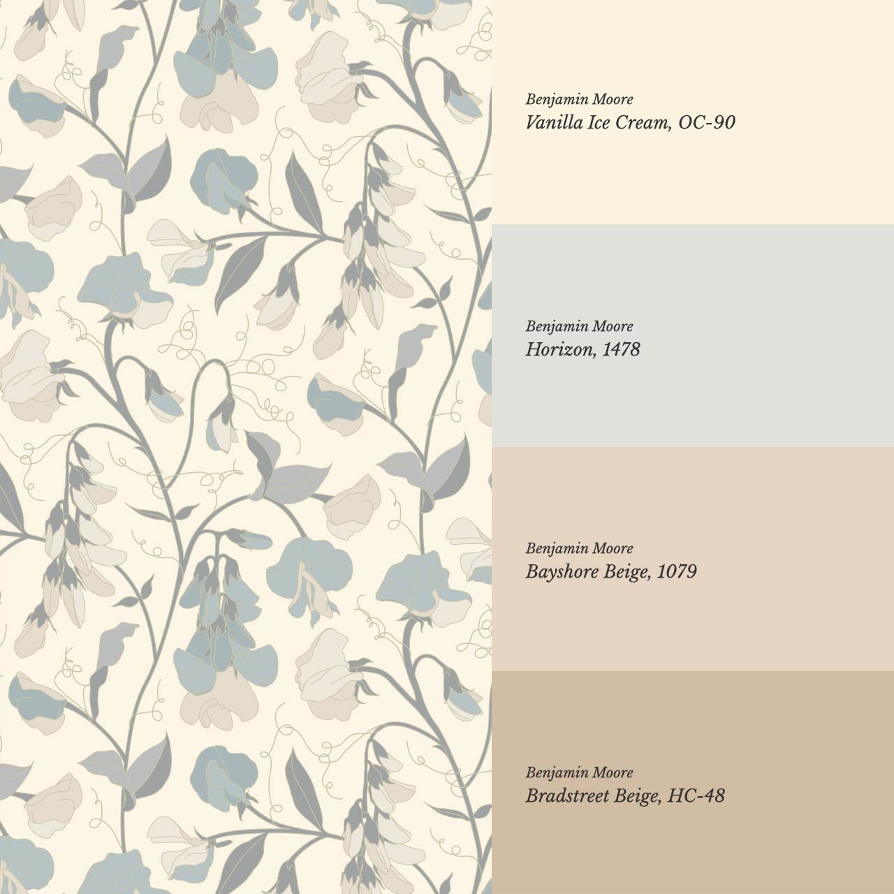 Nella Sweet Pea Cream Sky Wallpaper