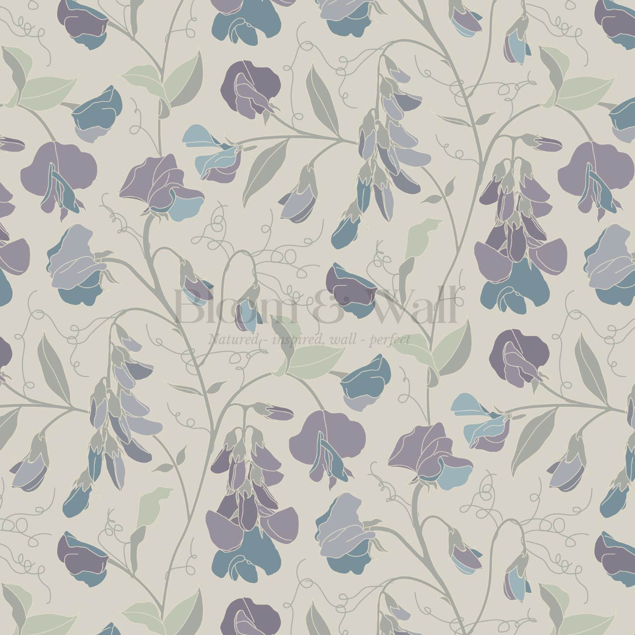 Nella Sweet Pea Olive Plum Wallpaper