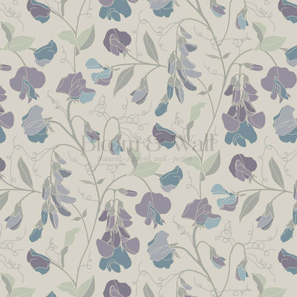 Nella Sweet Pea Olive Plum Wallpaper