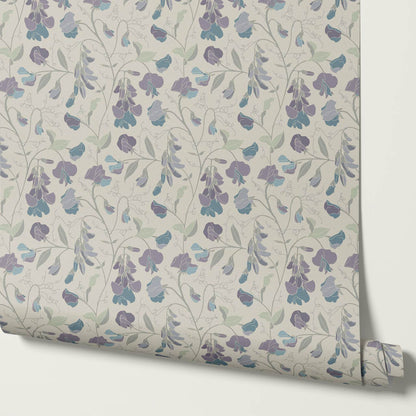 Nella Sweet Pea Olive Plum Wallpaper