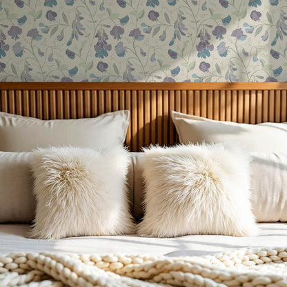Nella Sweet Pea Olive Plum Wallpaper