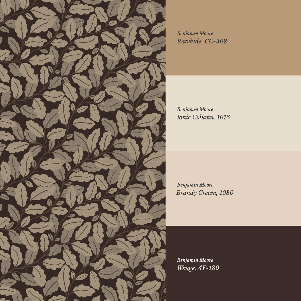 Nelly Oak Garden Deep Brown Wallpaper