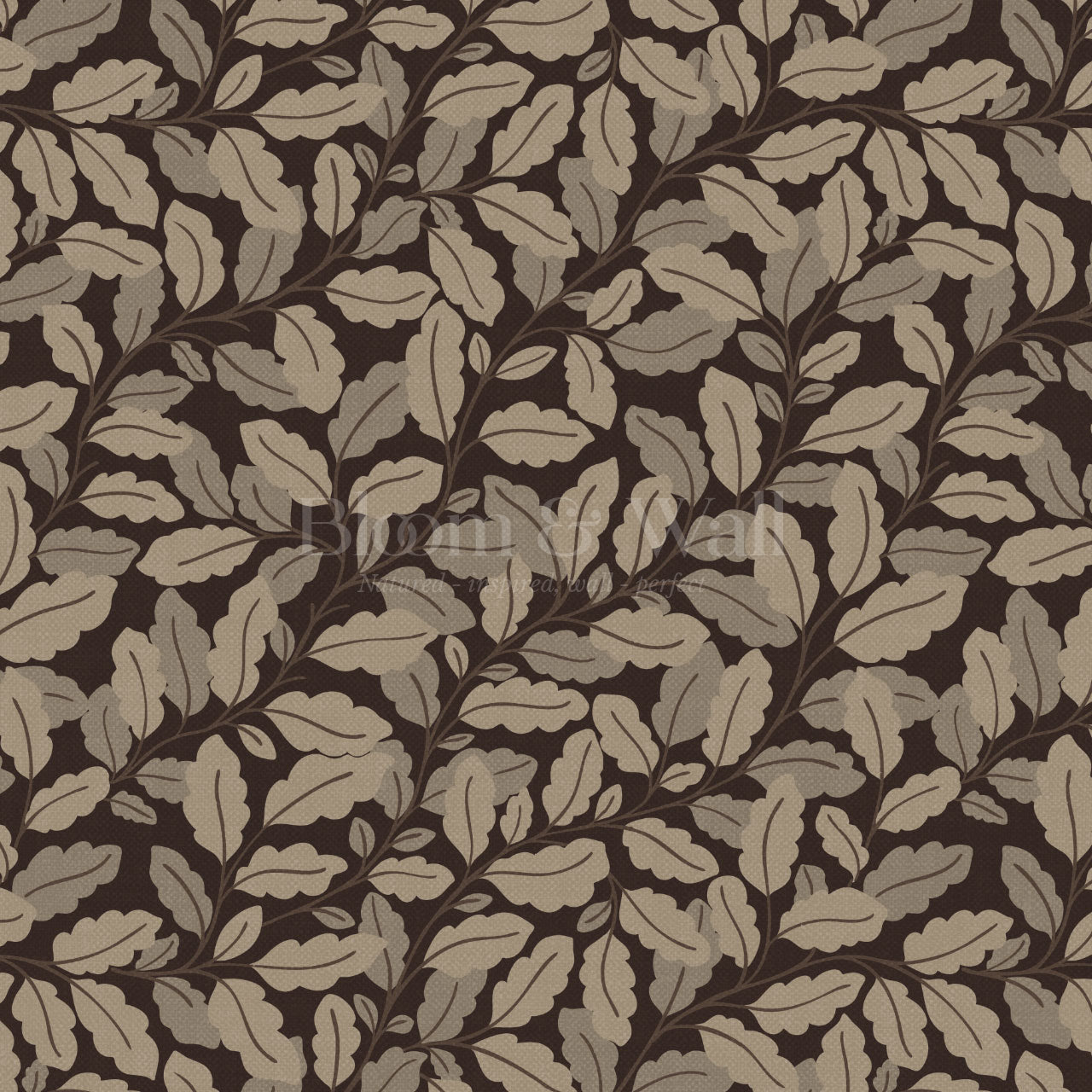 Nelly Oak Garden Deep Brown Wallpaper