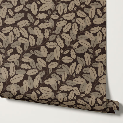 Nelly Oak Garden Deep Brown Wallpaper
