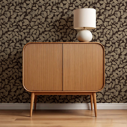 Nelly Oak Garden Deep Brown Wallpaper