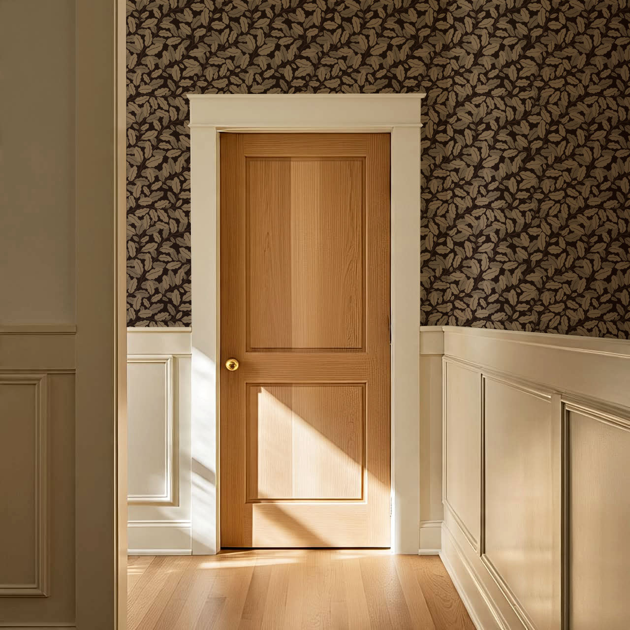 Nelly Oak Garden Deep Brown Wallpaper
