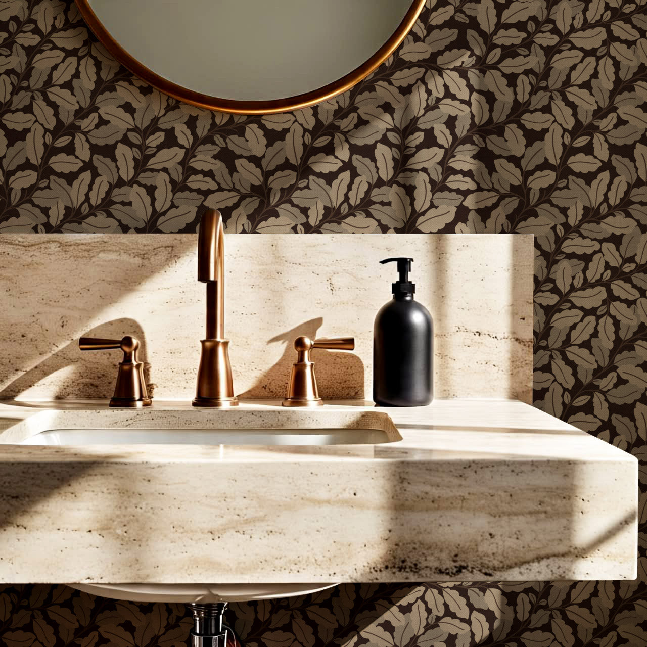 Nelly Oak Garden Deep Brown Wallpaper