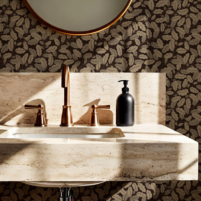 Nelly Oak Garden Deep Brown Wallpaper