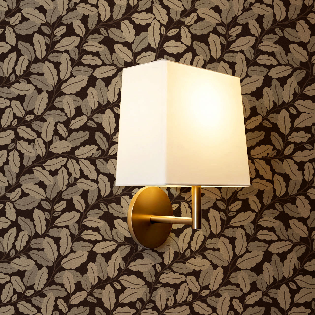 Nelly Oak Garden Deep Brown Wallpaper