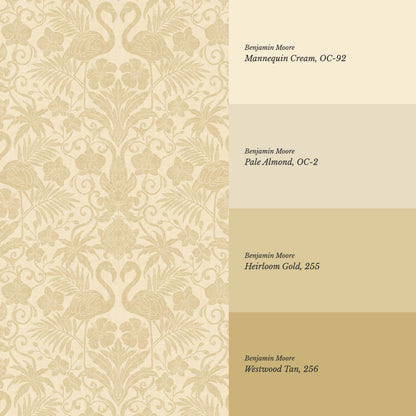 Nemy Flamingoes Honey Yellow Wallpaper