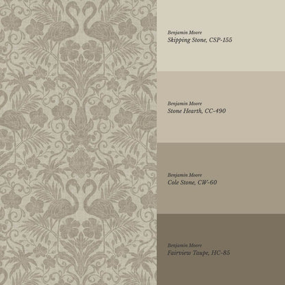 Nemy Flamingoes Stone Taupe Wallpaper