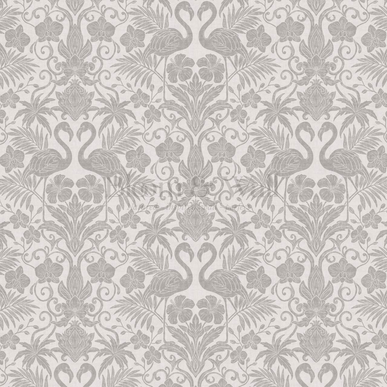Nemy Flamingoes Dove Gray Wallpaper