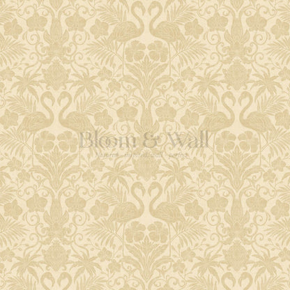 Nemy Flamingoes Honey Yellow Wallpaper